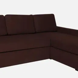 woodsworth from pepperfry Flumph Fabric LHS Pull-Out Sofa Cum Bed in Chestnut Brown Colour with Storage image 4