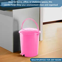 kuber industries 10 L Pedal Dustbin & Garbage Bag Combo 19x21 In (Black - 2 Roll) 505 - Pink Plastic Dustbin image 2