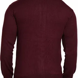 cavardi Men Solid Round Neck Maroon Sweater image 2