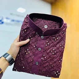 krudha Men Cotton Blend Kurta Pyjama Set image 3