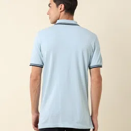 u.s. polo assn. Men Solid Polo Neck Pure Cotton Light Blue T-Shirt image 5
