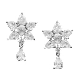 SwaDev Women Silver-Plated AD-Studded Necklace and Earrings image 3