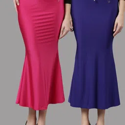 TWIN BIRDS Women Pack Of 2 Mermaid Flared High Rise Stretchable Shimmer Saree Shape Wear-image-23