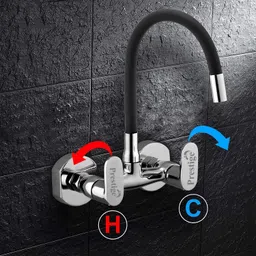 prestige Ocean Brass Sink with Flexible Swivel Spout with Hot & Cold Water Feature Kitchen Mixer Faucet image 3