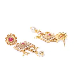 Priyaasi Magenta Gold-Plated Stone-Studded Handcrafted Jewellery Set image 4