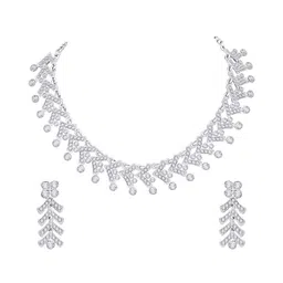 Atasi International Silver-Plated White Stone-Studded Choker Jewellery Set image 1