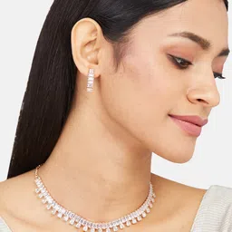 ATIBELLE Rose Gold-Plated Cubic Zirconia-Studded Necklace & Earrings image 4