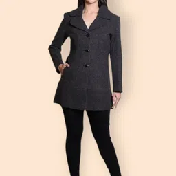 troo blue Women Solid Double Breasted Casual Blazer-picture-24