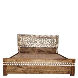 fabuliv Clarence Queen Size Bed In Teak Finish With Drawer Storage image 5