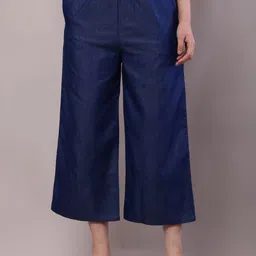 sellingsea Women Regular Fit Blue Cotton Blend Trousers-picture-31