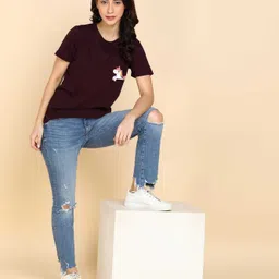 adyavastram Pack of 2 Women Graphic Print Round Neck Cotton Blend Multicolor T-Shirt image 4