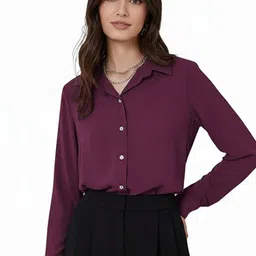 Casual Regular Sleeves Solid Women Purple Top-image-6