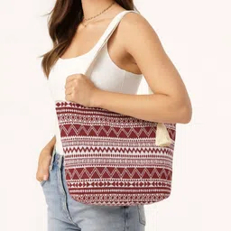 crop moon Red, White Women Tote Korean Tote Bag Aesthetic Corduroy Canvas Handbag for Women-picture-46