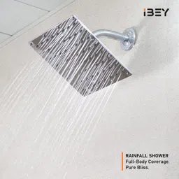 ibey 4-Inch Square Rainfall Shower | High-Pressure Steel Wall-Mounted Shower Head Fixed Mount image 5