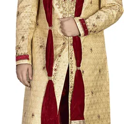 DIAMOND Gold Jacquard - Look Regal for Weddings Festivals & Special Events Embroidered Sherwani-picture-36