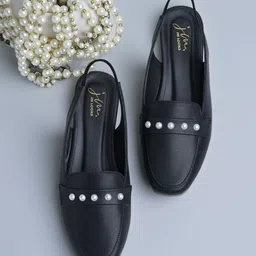 JM Looks Pearl Detail Slingback Loafers Bellies For Women-picture-26