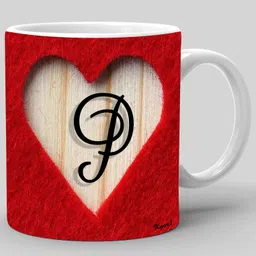 "Letter P Alphabet with Red Heart"Best Gift For Him And Her A True Love|Printed Ceramic Coffee Mug-image-26