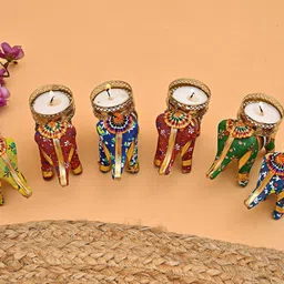 jsr Tealight Candles Holder for Birthday, Diwali, Festival Christmas Decoration Plastic, Cotton, Paper 6 - Cup Tealight Holder Set image 5