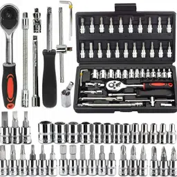 autofledge 46Pcs Multi-Purpose 1/4"inch Ratchet Socket Spannar Wrench Set with Ext. Rod AF2 Socket Set-picture-15