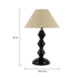 foziq Shubra Beige Fabric Shade Night Lamp With Metal Base image 4