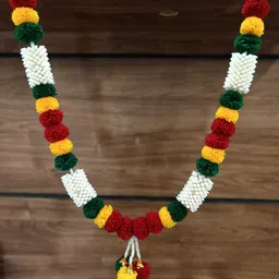 satvik creations Handmade Mala/Garland for God Idols/Photo Frames And Small Wooden WOOLEN, Plastic Beads Garland-picture-16