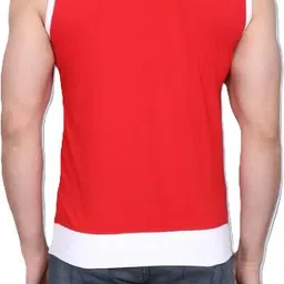 vastraart Men Solid Hooded Neck Polycotton Red, White T-Shirt image 2