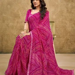 samah Printed, Embroidered, Embellished Bollywood Georgette, Chiffon Saree image 5