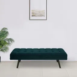 casacraft from pepperfry Olympia Velvet Bench in Teal Blue Colour image 1