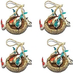 dogtrust 4pcs Artificial Jute Hanging Birds Nest Bird House image 2