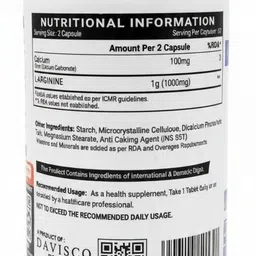 nph nutrition power hub DAVISCO FOODS L-Arginine - 60 Capsules for Stamina & Performance Weight Gainers/Mass Gainers image 4
