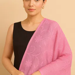 oisin Cotton Blend Embroidered Pink Women Dupatta-picture-23