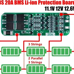 robo ocean BMS 3 Series 20A [Pack of 3] 18650 Lithium Battery Protection Board 11.1V 12V Electronic Components Electronic Hobby Kit image 5