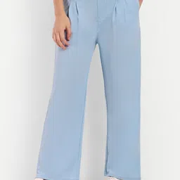 broadstar Women Loose Fit Blue Polyester Trousers-picture-40