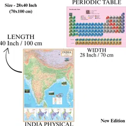 eoimarketing Pack of 2 Indian Maps – Physical & Periodic Table Chart, 28x40 Inch (70x100 cm), 90 GSM Thick Paper, Extra Quality Print, QR Code Enabled, New Edition, Medium Soft Paper, SSC UPSC Competitive Exam English Study Material Paper Print image 4
