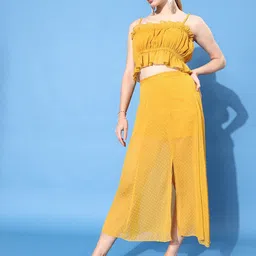 anvi be yourself Women Solid Flared Yellow Skirt image 1