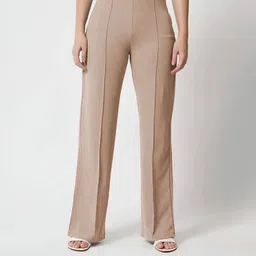 xzeezz Women Regular Fit Beige Viscose Rayon Trousers image 2