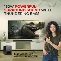 PTron Jazz Pro with 160W Cinematic Surround Sound, 3 EQ Modes, Deep Bass,HDMI ARC Port 160 W Bluetooth Soundbar image 2