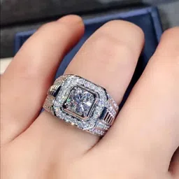zarkan Men’s Hallmarked Silver Ring with American Diamond – Adjustable & Tarnish-Free Sterling Silver Zircon Rhodium Plated Ring-picture-25