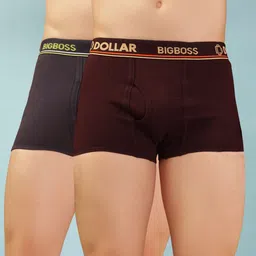 Pack of 2 Combed Cotton Double Pouch Support Solid Men Trunk-image-26