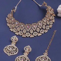 vatsalya creation Alloy Gold-plated Silver Jewel Set-picture-11