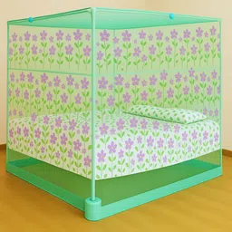 sr enterprise Blue Color, Flower Printed, 6 by 7 feet Double Bed – HDPE - High Density Poly Ethylene Washable Adults Mosquito Net-picture-28