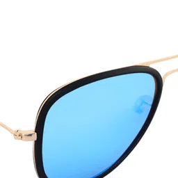 GIORDANO Unisex Blue Lens & Gold-Toned Aviator Sunglasses with Polarised Lens GA6030C05 image 3