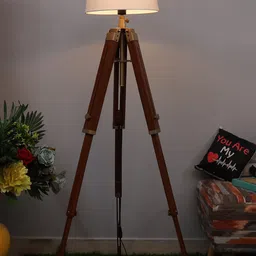 Homesake Beige & Brown Solid Contemporary Tripod Lamp Shade-picture-37