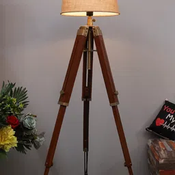 Homesake Brown & Beige Solid Contemporary Tripod Lamp Shade-picture-29