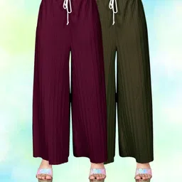 vspcreation Pack of 2 Women Regular Fit Multicolor Lycra Blend Trousers-picture-11