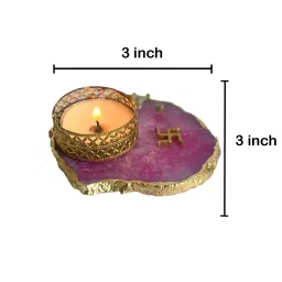 home arte Pink Stone Figurine Tea light Holder image 2