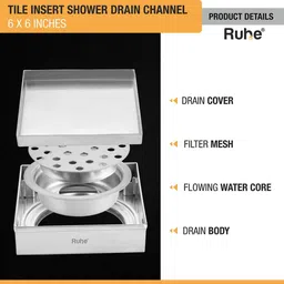 ruhe Floor Stainless Steel Push Down Strainer image 4