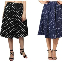 manat diva Women Polka Print A-line Multicolor Skirt-picture-45