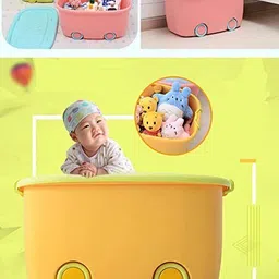 parasnath Rolling Storage Container Box (YellowGreen Colour)- 45 Litre Super Large Storage Box image 2