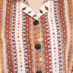 glitter fashion Women Boxy Fit Printed Lapel Collar Casual Shirt image 4